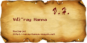 Váray Hanna névjegykártya